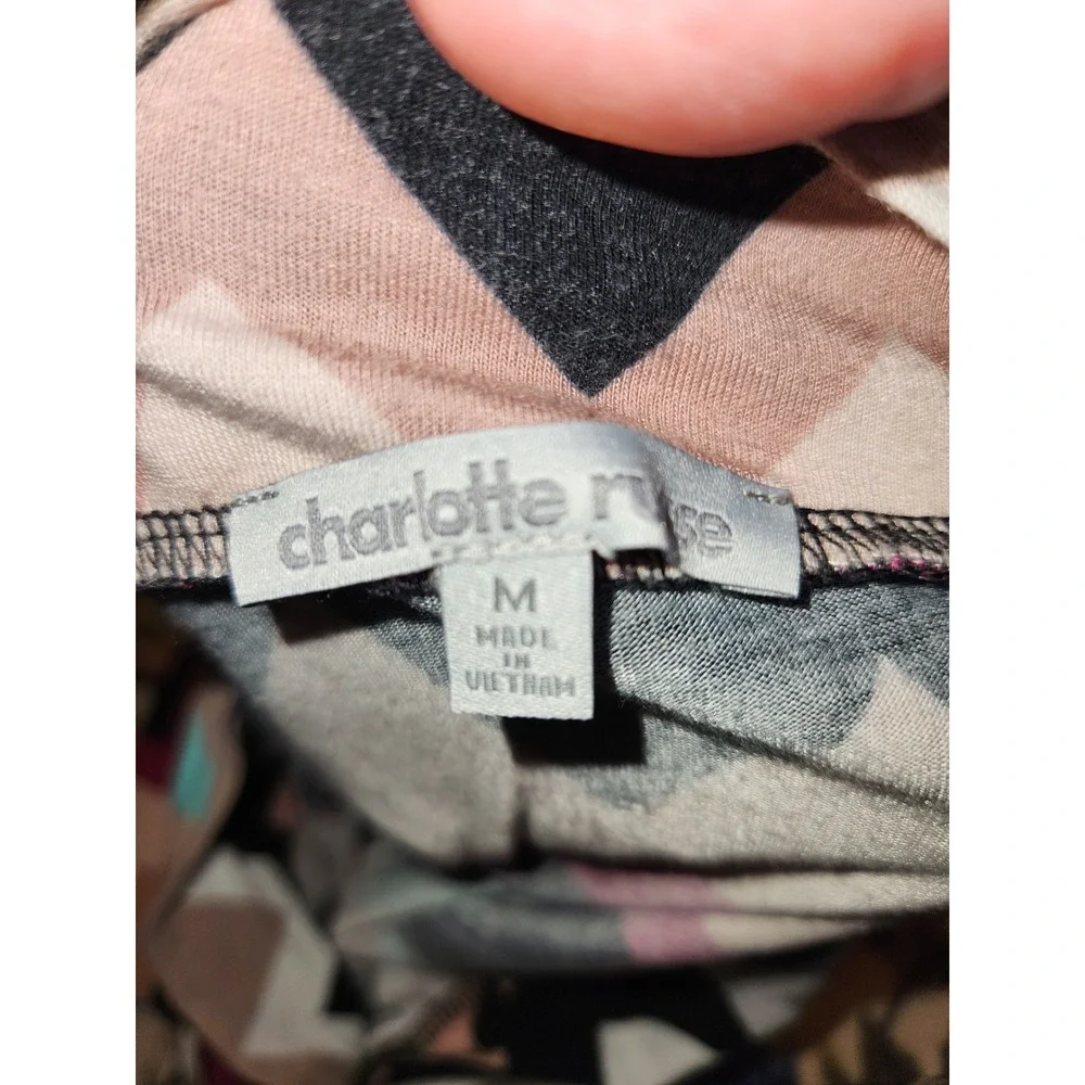 Charlotte Russe Chevron Maxi‎ Skirt Black Teal Magenta Tan M 2811687-E3 Y2K 90s